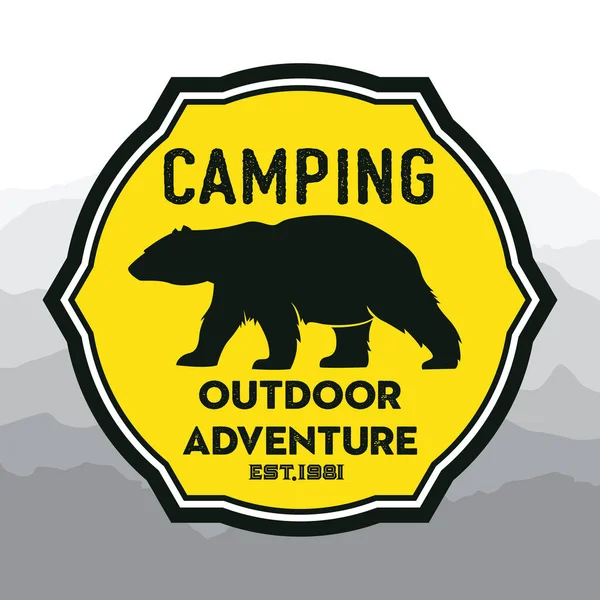 Camping Caminhadas Logotipo Design Vida Aventura Tenda Outdoor Set Vector —  Vetores de Stock