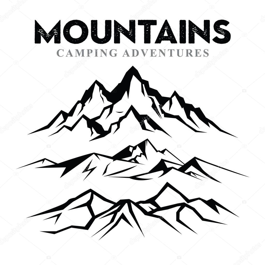 Mountain Silhouette Set Nature or Outdoor Camping Vector