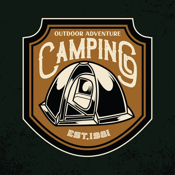 キャンプやハイキングのロゴデザイン アドベンチャーライフ テント屋外ベクトル — ストックベクタ