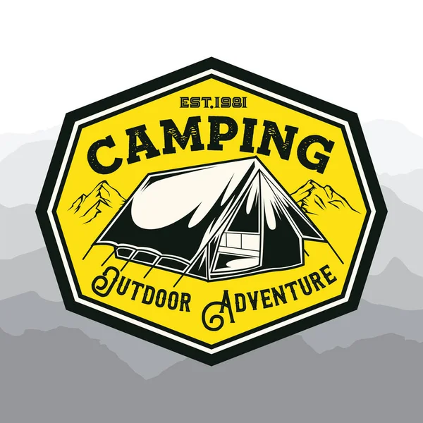 Camping Caminhadas Logotipo Design Vida Aventura Tenda Vetor Livre —  Vetores de Stock