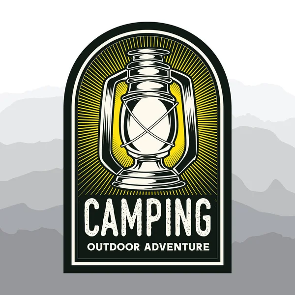 Camping Caminhadas Logotipo Design Vida Aventura Tenda Vetor Livre —  Vetores de Stock