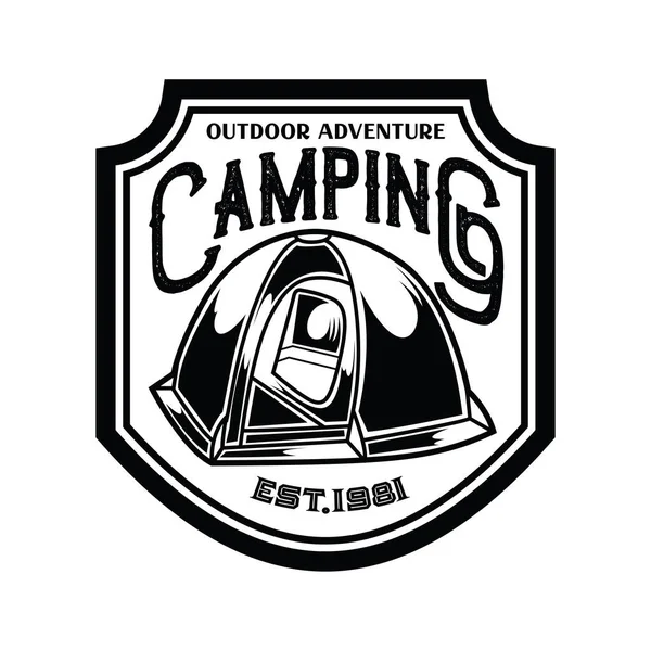 Camping Och Vandring Logo Design Äventyrsliv Tält Outdoor Vector — Stock vektor