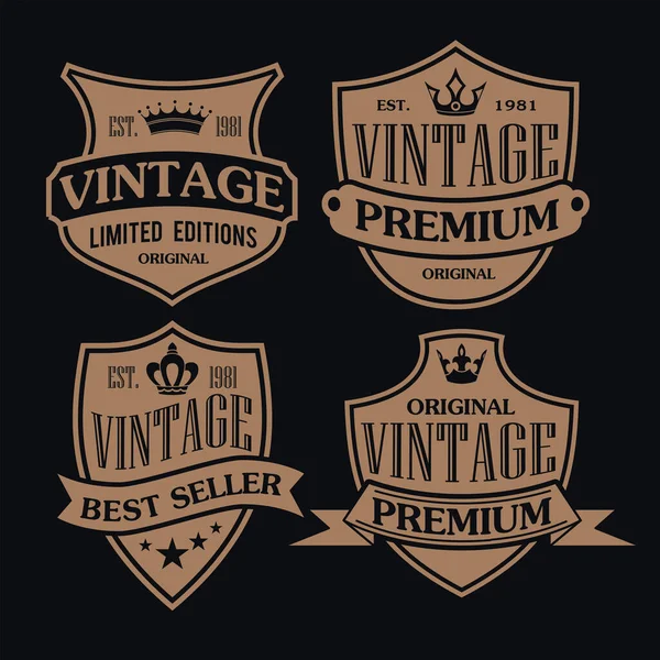 Vintage Retro Insignia Etiqueta Diseño Colección Vector Conjunto — Archivo Imágenes Vectoriales