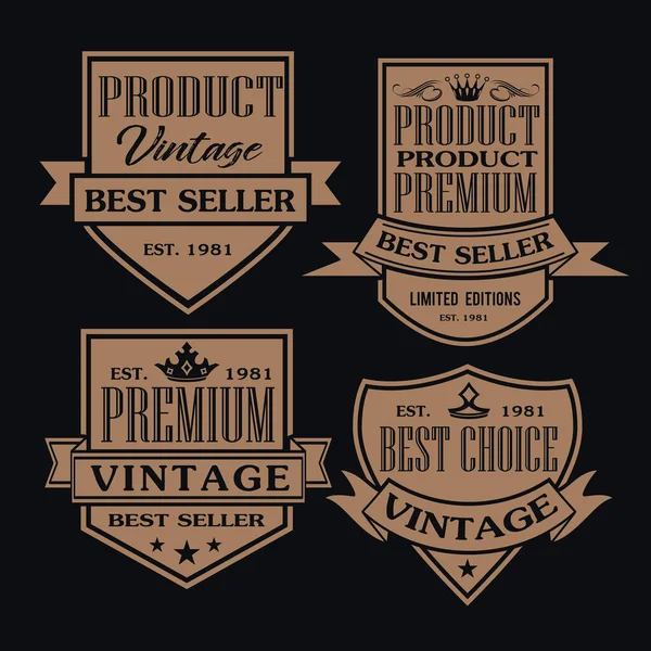 Vintage Retro Badge Label Design Collection Vector Set — стоковый вектор