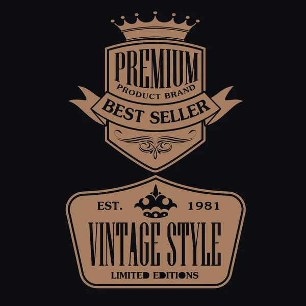 Vintage Retro Insignia Etiqueta Diseño Colección Vector Conjunto Eps — Vector de stock