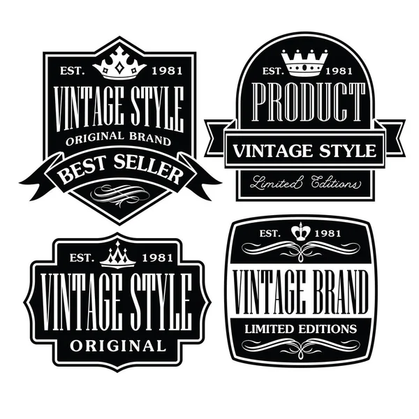 Vintage Retro Badge Label Design Collection Vector Set — стоковый вектор