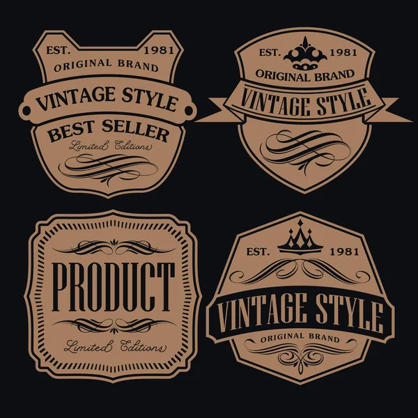 Distintivo Vintage Retrò Set Vettoriale Collezione Label Design — Vettoriale Stock