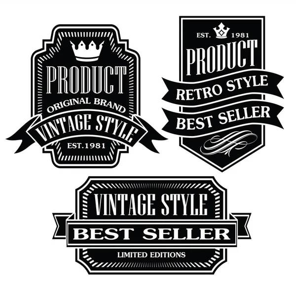 Vintage Retro Badge Label Design Collection Vector Set — стоковый вектор