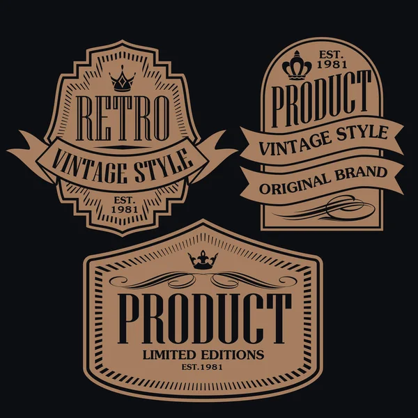 Vintage Dan Retro Badge Label Collection Vector Set - Stok Vektor