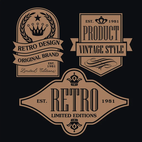 Distintivo Vintage Retrò Set Vettoriale Collezione Label Design — Vettoriale Stock