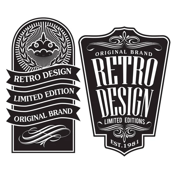 Vintage Dan Retro Badge Label Collection Vector Set - Stok Vektor