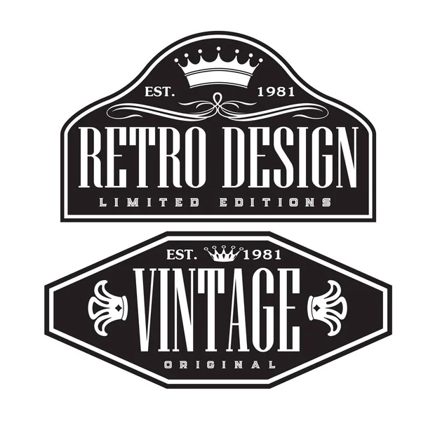 Vintage Retro Insignia Etiqueta Diseño Colección Vector — Vector de stock