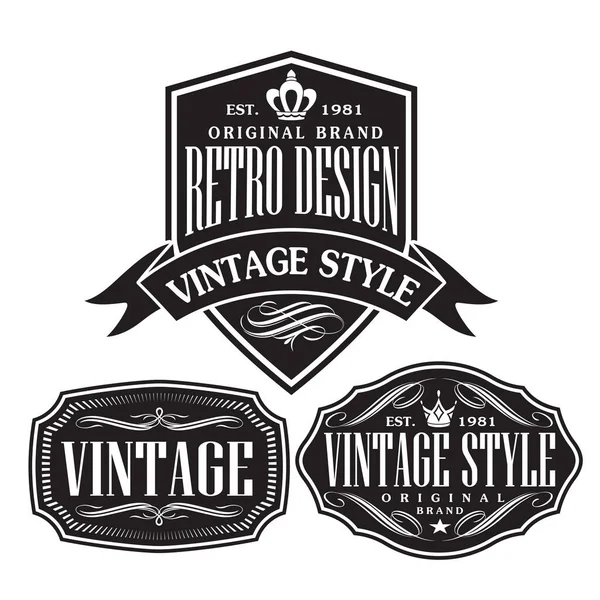 Vintage Dan Retro Badge Label Design Collection Vector - Stok Vektor