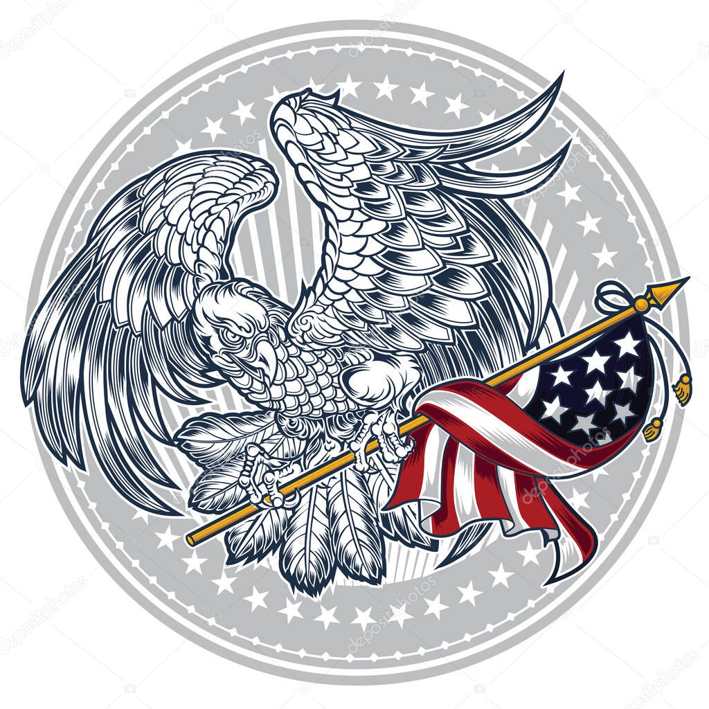 Eagle Bird Wing Annimal Usa America Vector illustration
