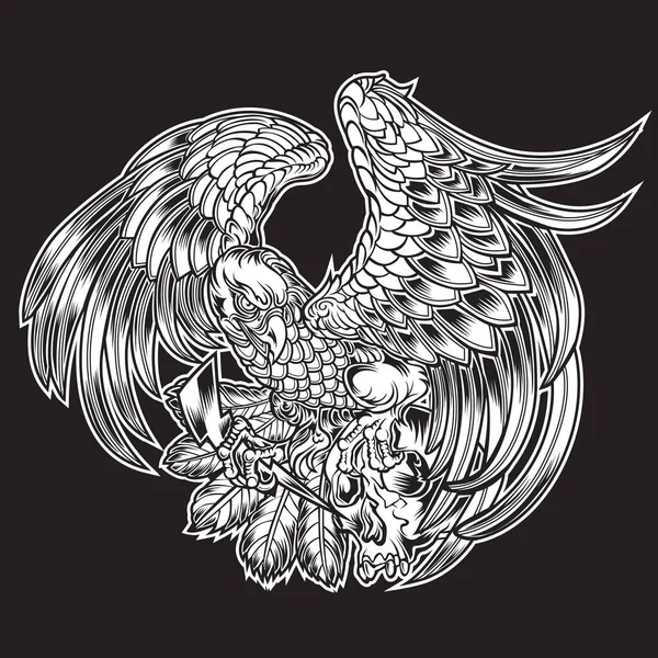 Eagle Bird Wing Annimal Usa America Skull Vector Ilustração — Vetor de Stock