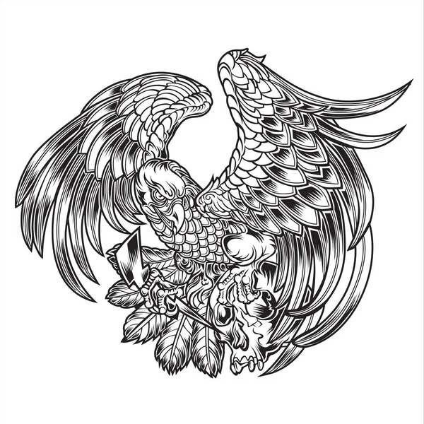 Eagle Bird Wing Annimal Usa America Skull Illustration Vectorielle — Image vectorielle