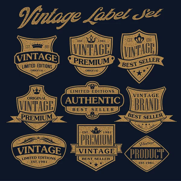 Vintage Retro Insignia Etiqueta Diseño Colección Gruñido Sello Diseño Vintage — Vector de stock