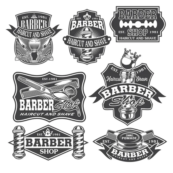 Barber Shop Hair Salon Hair Stylist Vintage Logo Luxury Pomade — 스톡 벡터