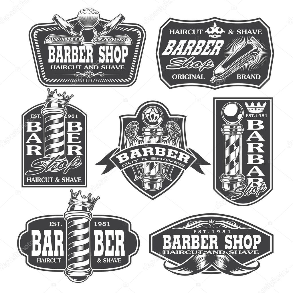 Barber Shop Hair Salon Hair Stylist Vintage  logo Luxury Pomade Retro Royal Vector 