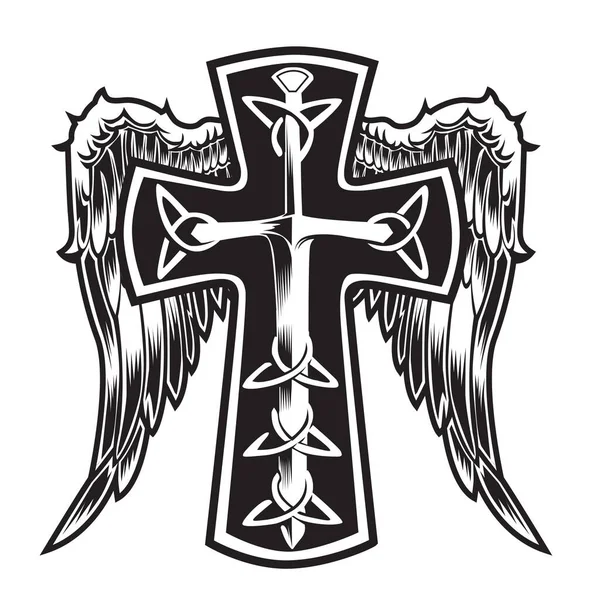 Christian Cross Aile Dessin Vectoriel Illustration Lame — Image vectorielle