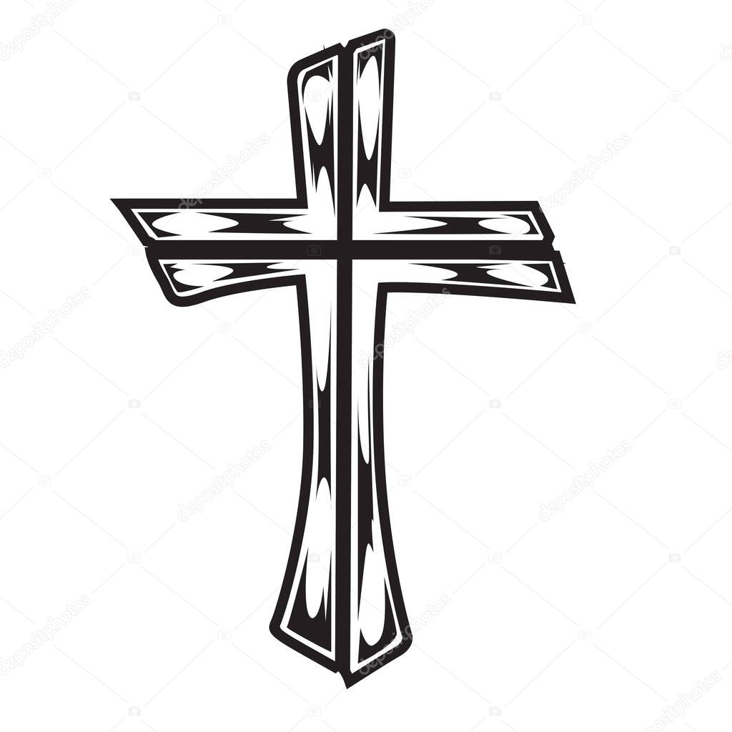 christian cross Wing vector drawing Blak illustration