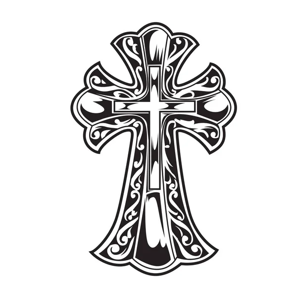 Χριστιανική Σταυρό Πτέρυγα Διάνυσμα Σχέδιο Blak Εικόνα — Διανυσματικό Αρχείο