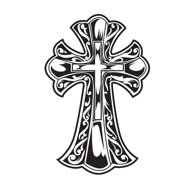 Christian Cross Aile Dessin Vectoriel Illustration Lame — Image vectorielle