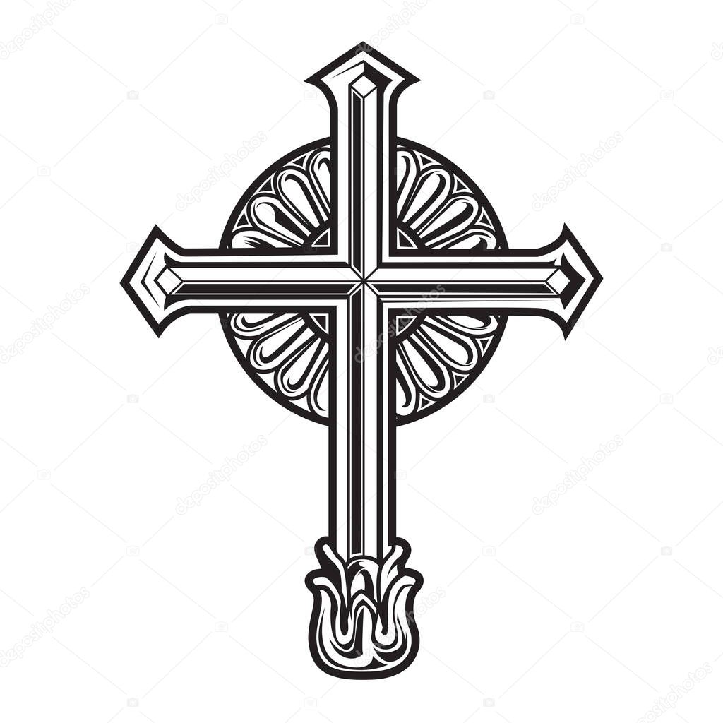 christian cross Wing vector drawing Blak illustration