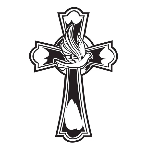 Christian Cross Wing Vektor Tegning Blak Illustration – Stock-vektor