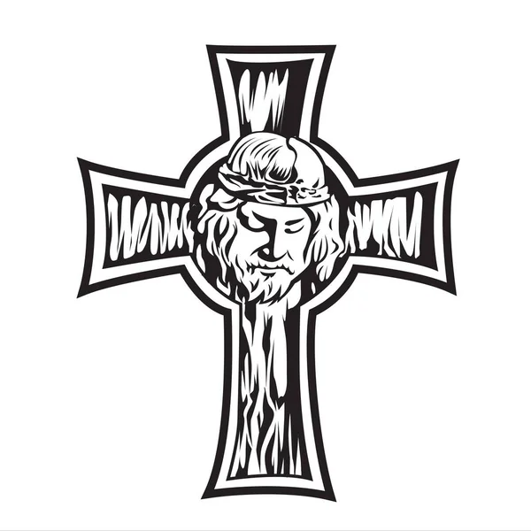 Christliches Kreuz Flügel Vektor Zeichnung Blak Illustration — Stockvektor