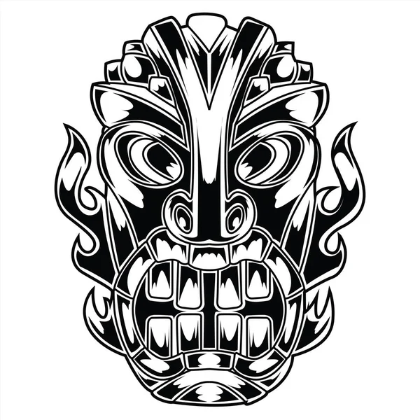 Tótem Hawaiano Tiki God Tribal Stock Ilustración Vector — Vector de stock