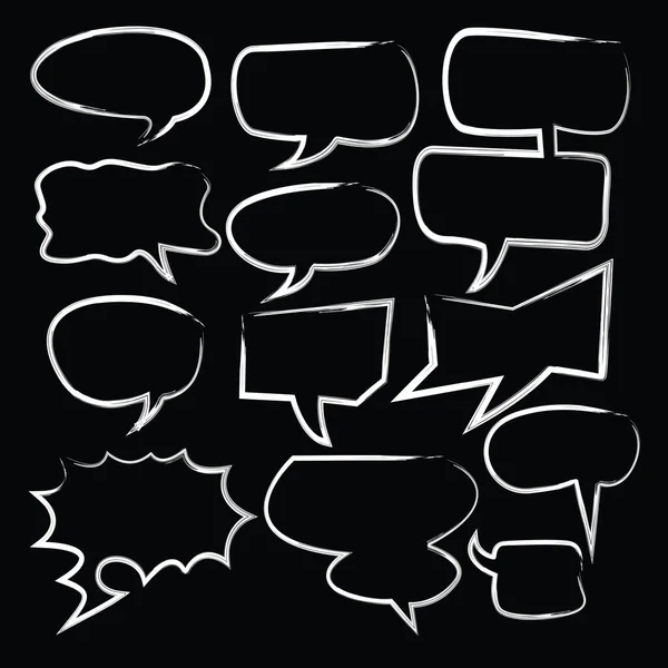 Handdraw Ink Painted Comic Bubble Speech Balloons Speech Cartoon Vector — 스톡 벡터