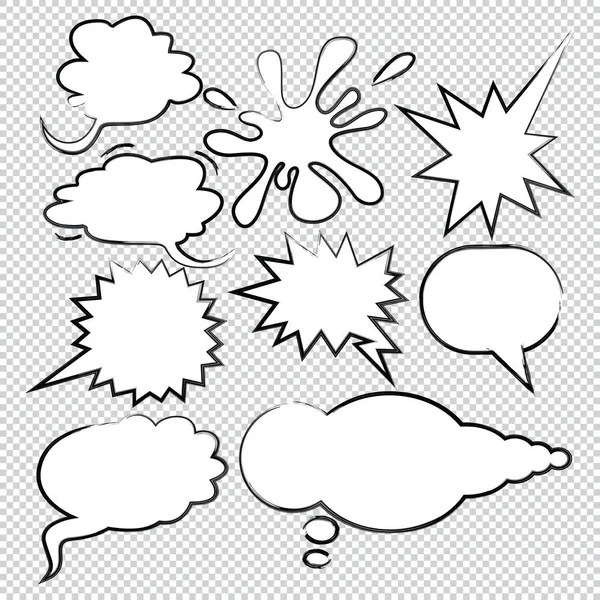 Set Handgetekende Inkt Geschilderde Stripbel Speech Ballonnen Speech Cartoon Vector — Stockvector