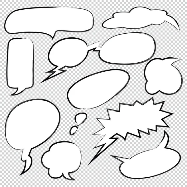 Set Handgetekende Inkt Geschilderde Stripbel Speech Ballonnen Speech Cartoon Vector — Stockvector