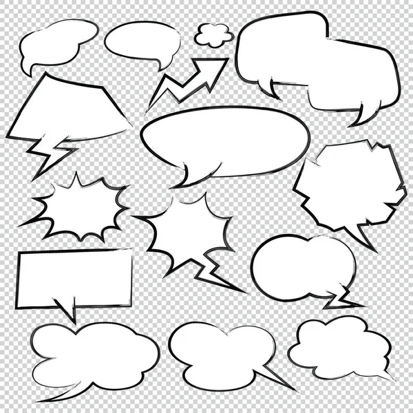 Handdraw Ink Painted Comic Bubble Speech Balloons Speech Cartoon Vector — 스톡 벡터