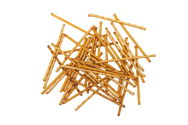 Salty Cracker Pretzel Sticks Isolated White Background — Stock Photo, Image