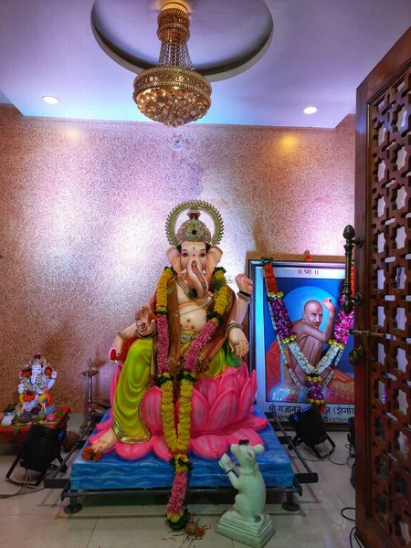 Scultura Attraente Del Signore Ganesha Ganpatifestival2020 Pune Maharashtra India — Foto Stock