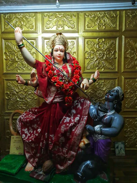 Escultura Atraente Idol Durga Matando Demônio Pune Maharashtra Índia — Fotografia de Stock