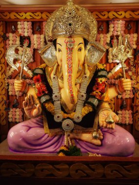 Lord Idol 'un Çekici Heykeli Lord Ganesha Ganpatifestival2020 Pune Maharashtra Hindistan.