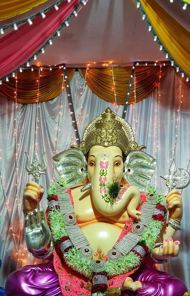 Atrakcyjna Rzeźba Lorda Ganeshy Ganapatifestival2020 Pune Maharashtra India — Zdjęcie stockowe