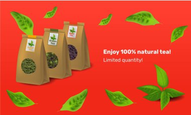 Vektör çizim tasarım şablonu gerçekçilik tarzı çay hakkında