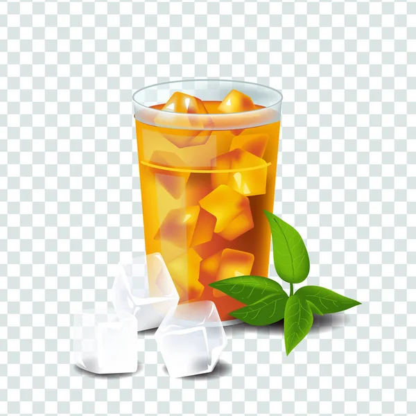 Vector illustration in real style about iced tea with ice — Stock Vector