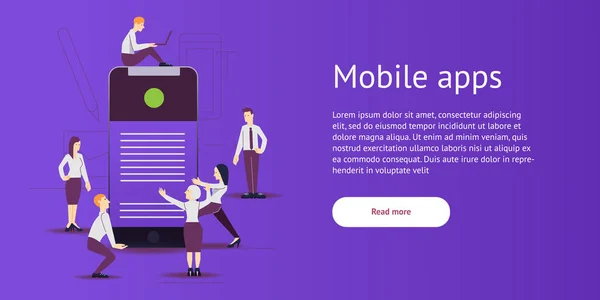 Vektor-Illustration - mobile App-Entwicklung im flachen Stil. — Stockvektor