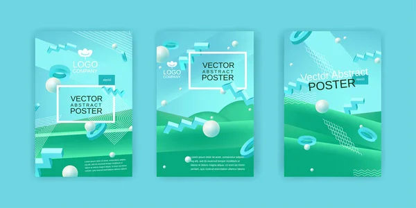 Vektor-abstrakte Poster in blauen und grünen Farben — Stockvektor