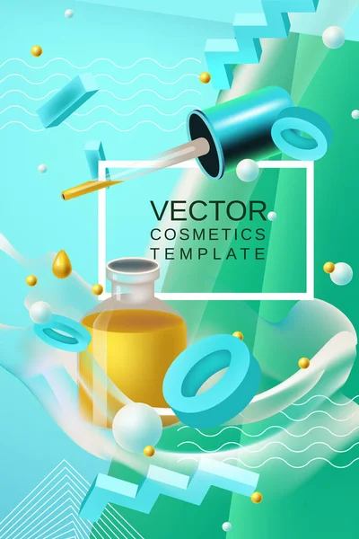 Vektör soyut poster veya başlık sayfası kozmetik şablonu mavi ve yeşil renklerde