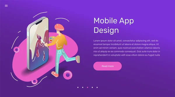 Vektör app kullanıcı örnek. Sanat smartphone telefon uygulaması ile düz.