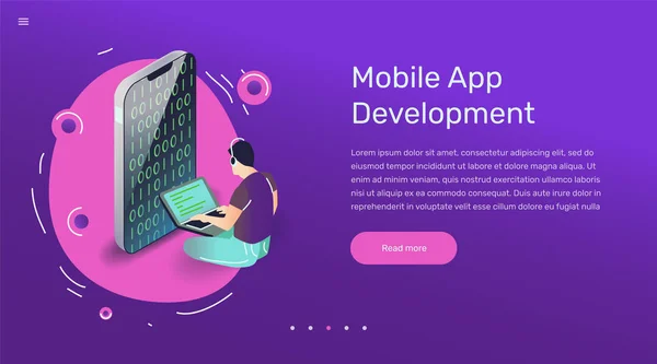 Vektör app kullanıcı örnek. Sanat smartphone telefon uygulaması ile düz.