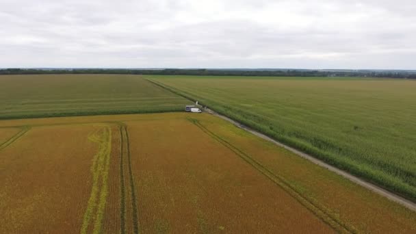 Vue Aérienne. Je survole la route, Field. Caméra aérienne prise .