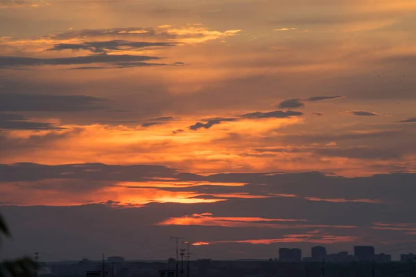 Dynamics Sunset Big City Kharkov Ukraine Horizon Opening Its Splendor — Stock Photo, Image