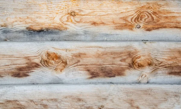 クローズアップ木製の表面 木製の梁で作られた古いフェンス 水平方向の板で木目の質感 木の質感とコピースペース — ストック写真